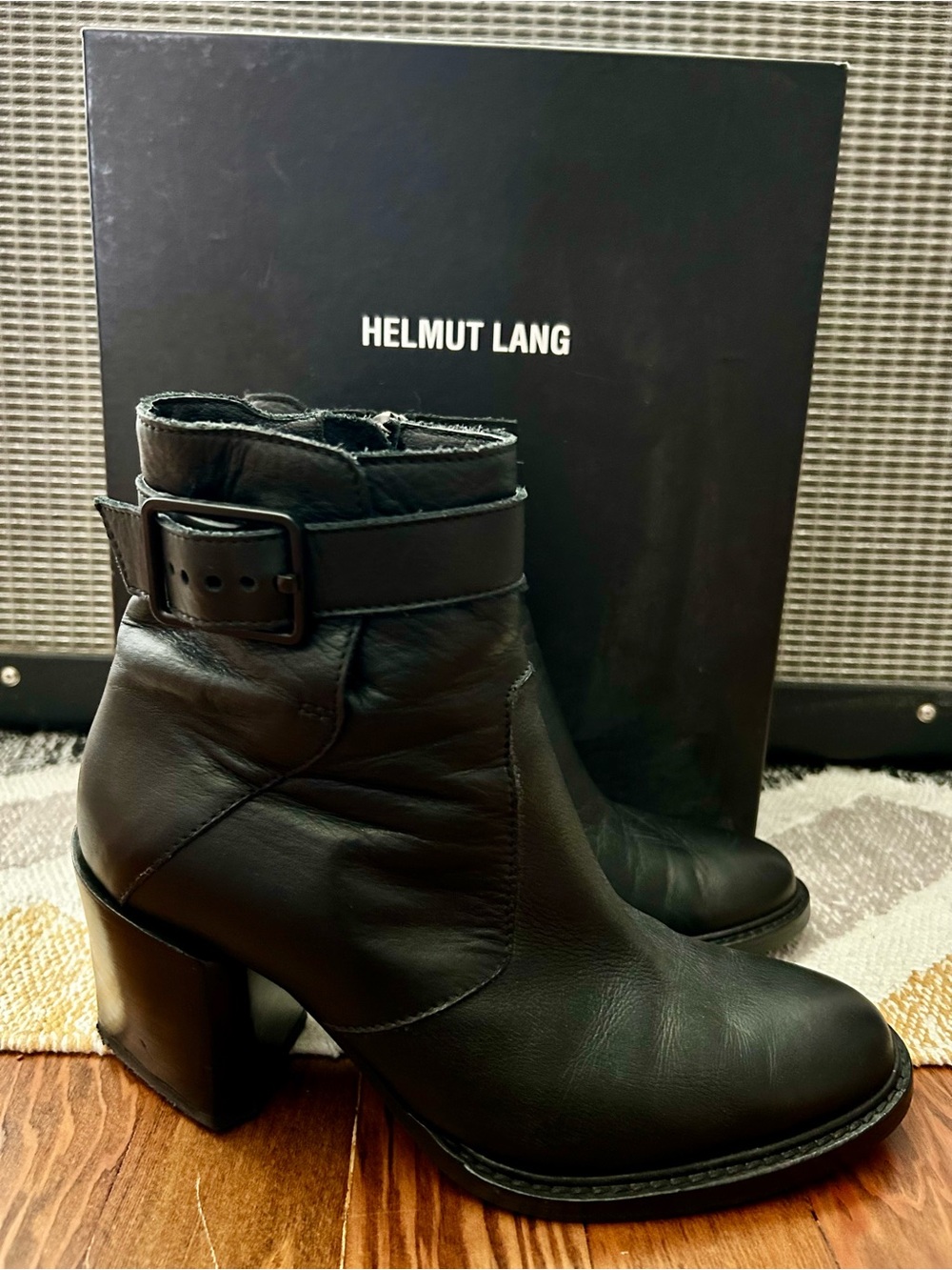 Helmut Lang Black Buckle Boots – Size 37 / US 7 – Made in Italy